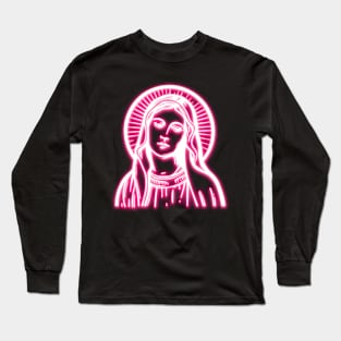 Pink Neon Virgin Mary Long Sleeve T-Shirt